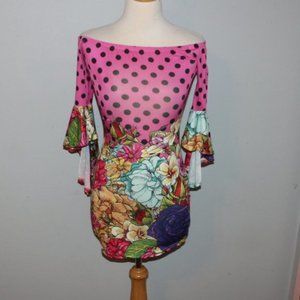 New Medium Angel Bell Sleeve Off/On Shoulder Shirt Top NWT